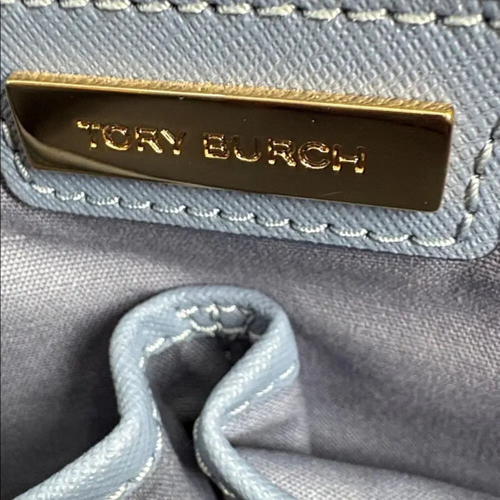 Tory Burch Robinson Saffiano Leather Tote Bluewood Triple Compartment Work Bag